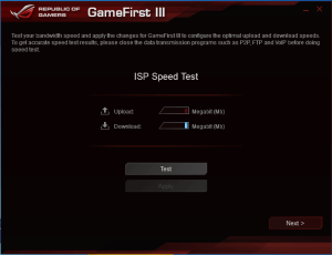 GameFirst II ISP Speed Test