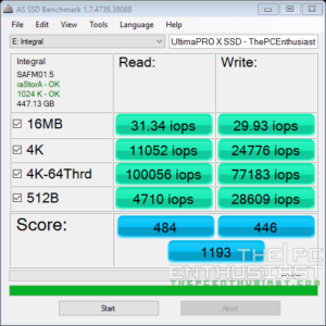 Integral UltimaPro X 480GB SSD AS SSD iops Benchmark-Full