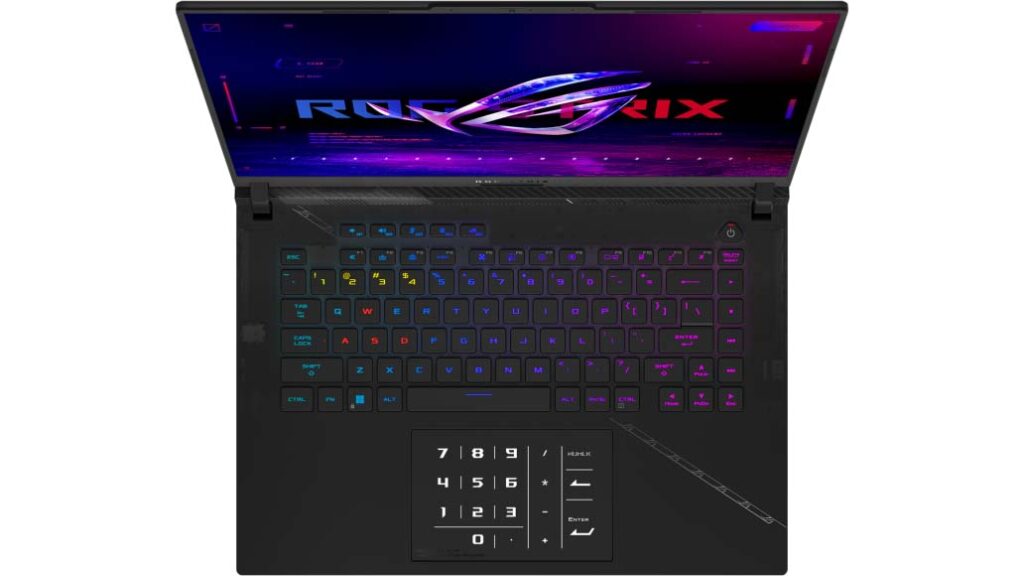 Asus ROG Strix Scar 16 RTX 4080 Keyboard View